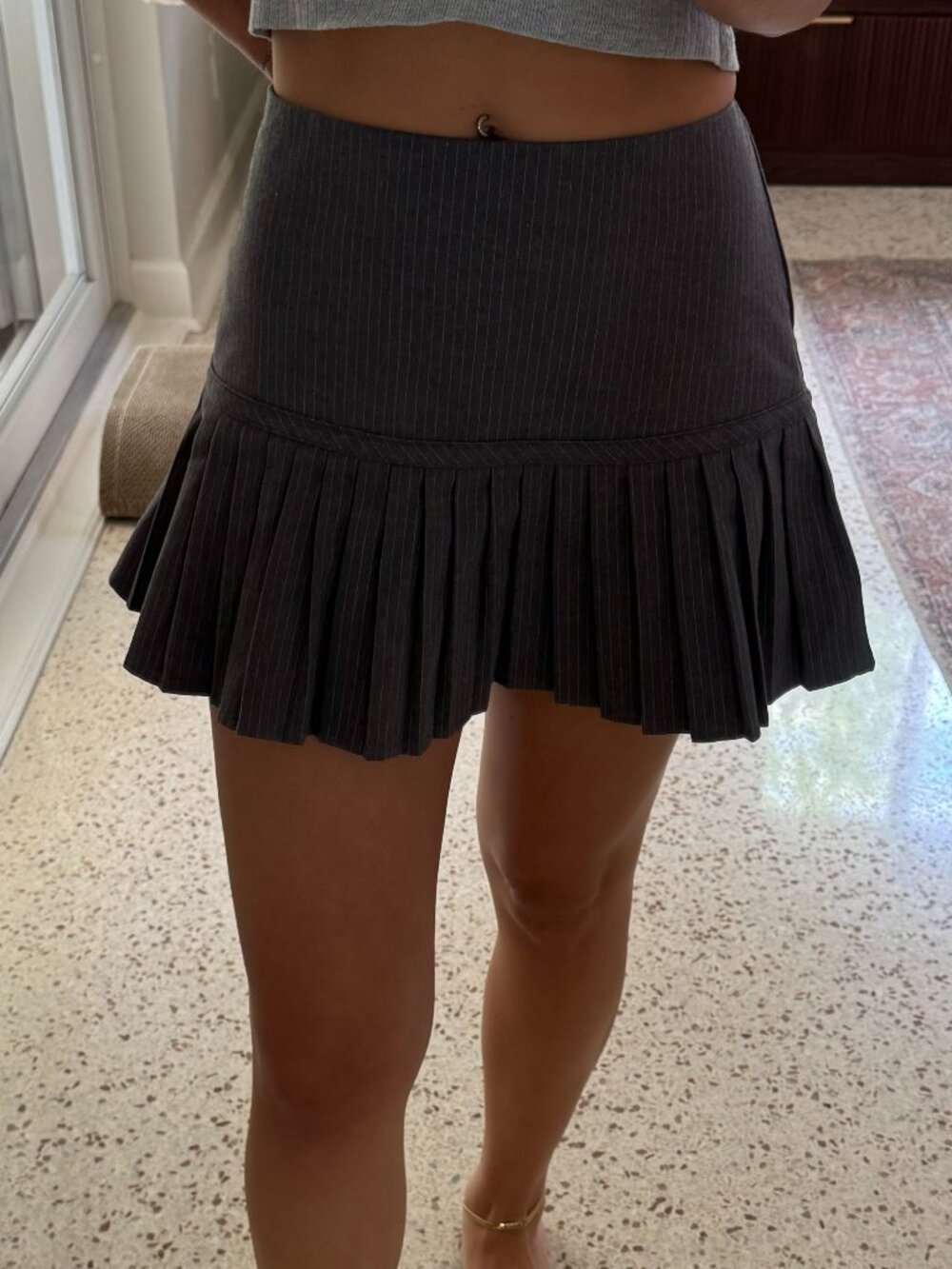 BP Grey & White Pinstripe Mini Skirt | Preppy Chic | Size Small